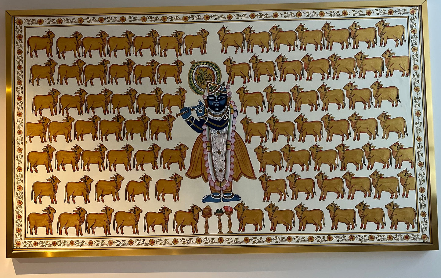 Shrinathji with Gau in Gold