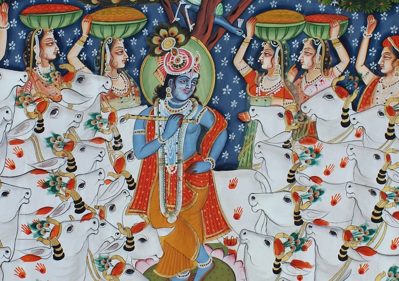Krishna with Gopies and Cows